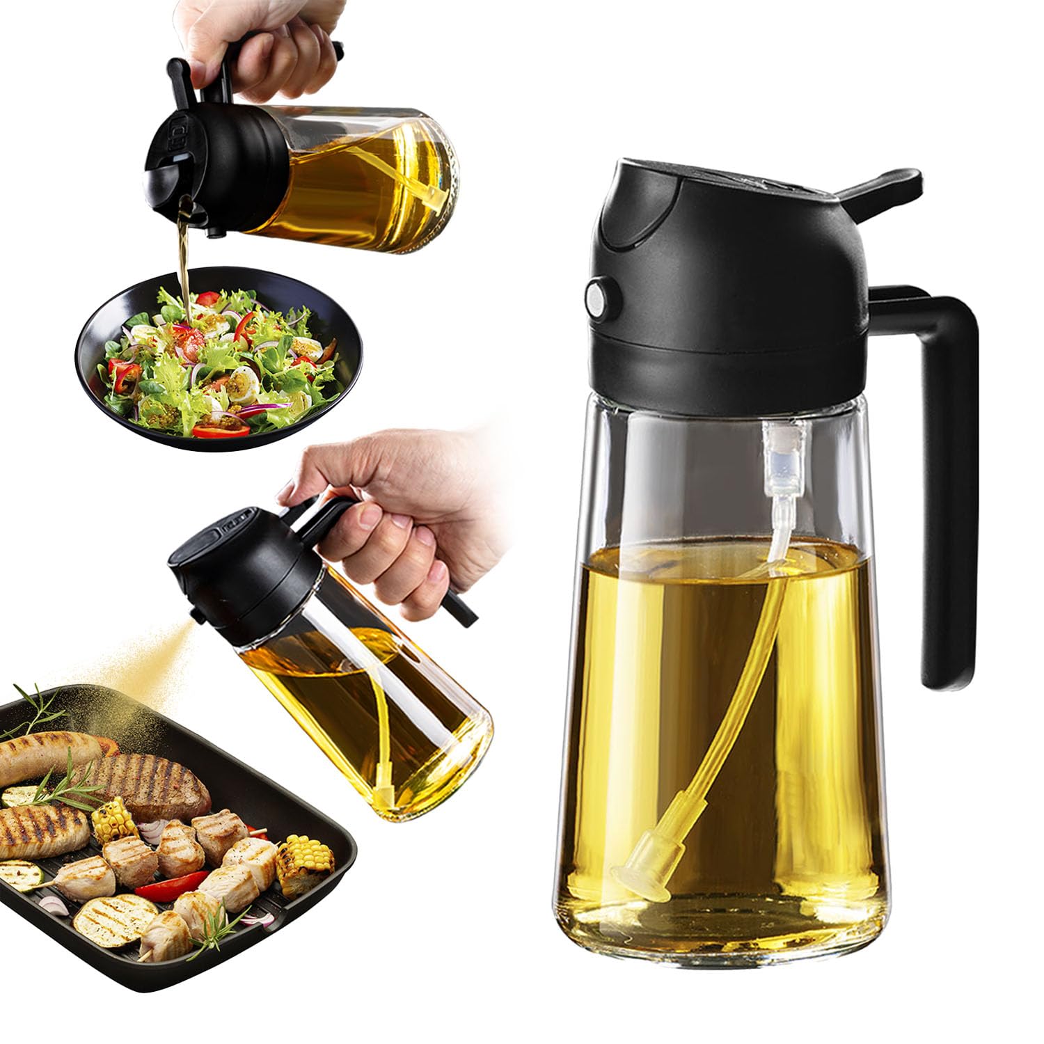 Dual-Function Olive Oil Dispenser Bottle