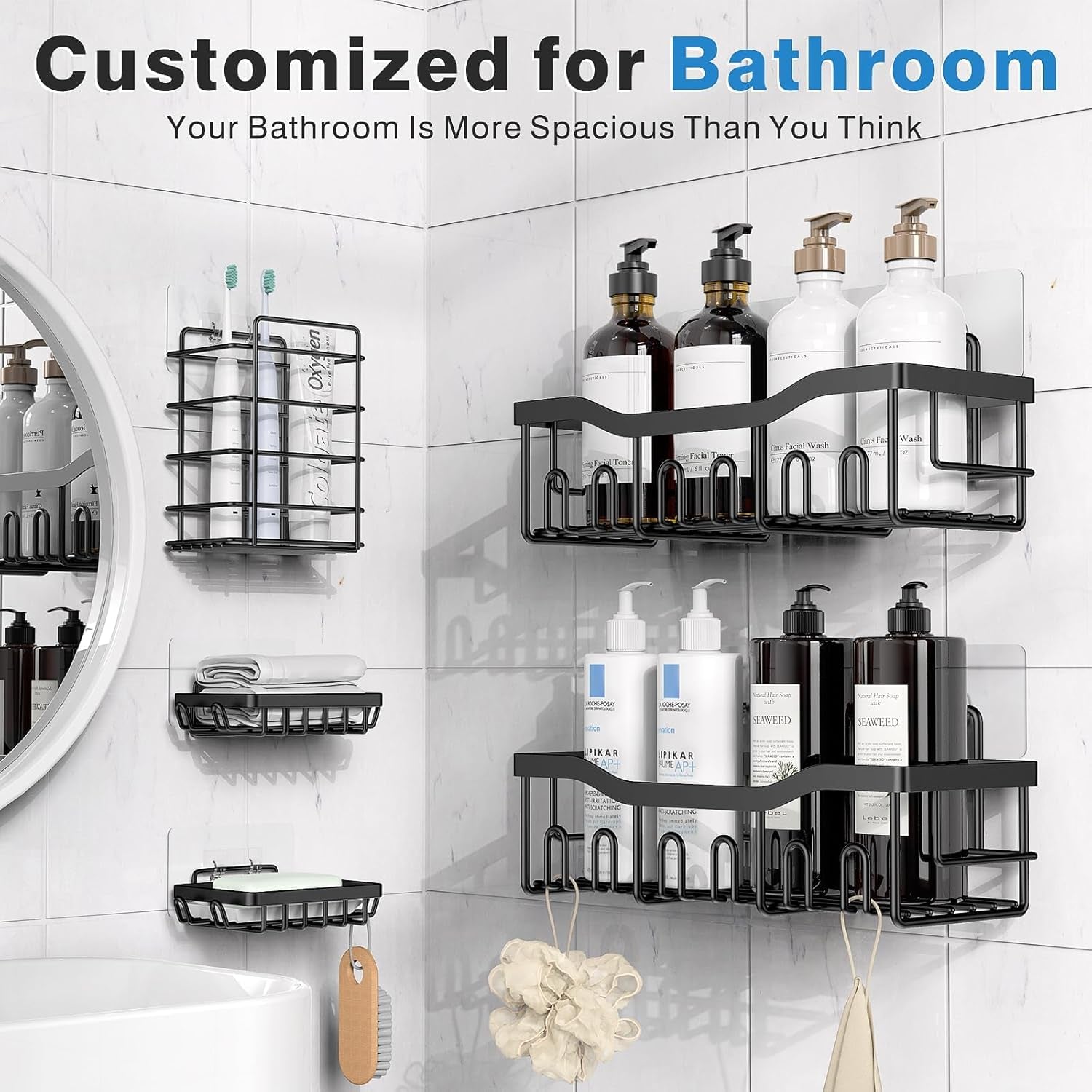 No-Drill Wall Mount Shower Caddy