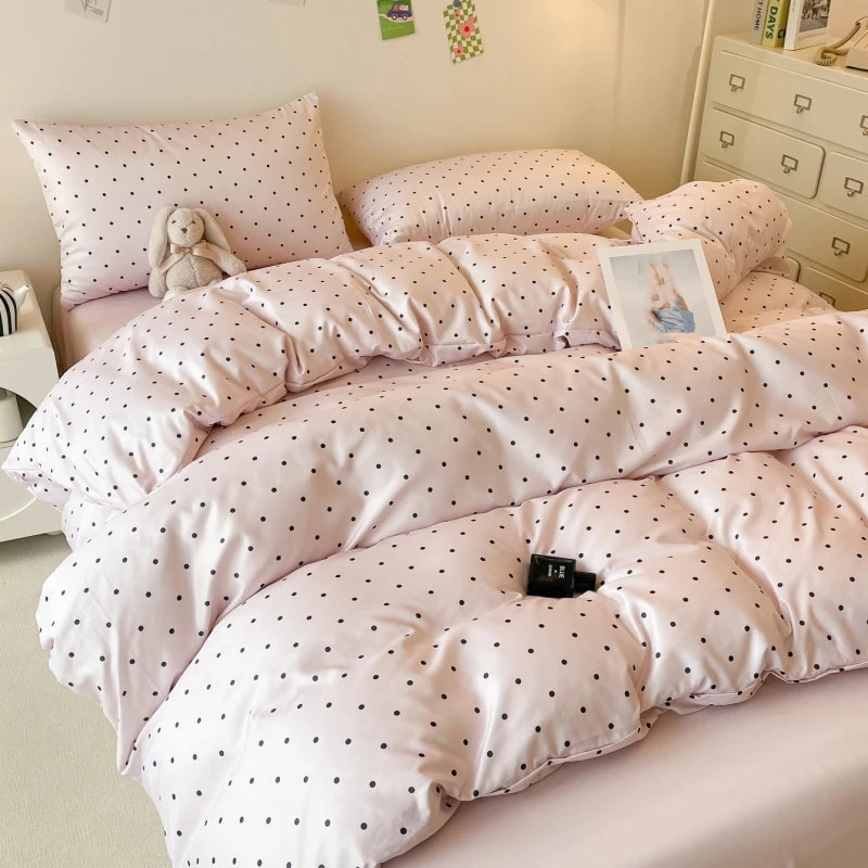 Satin Dot Duvet Cover Set — Soft, Lightweight Bedding