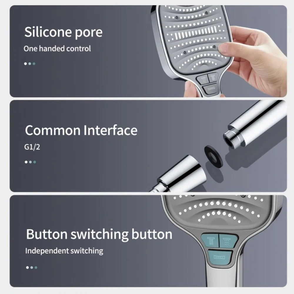 RainFlow™ 12cm Rainfall Shower Head — 8-Mode High-Pressure with Filter