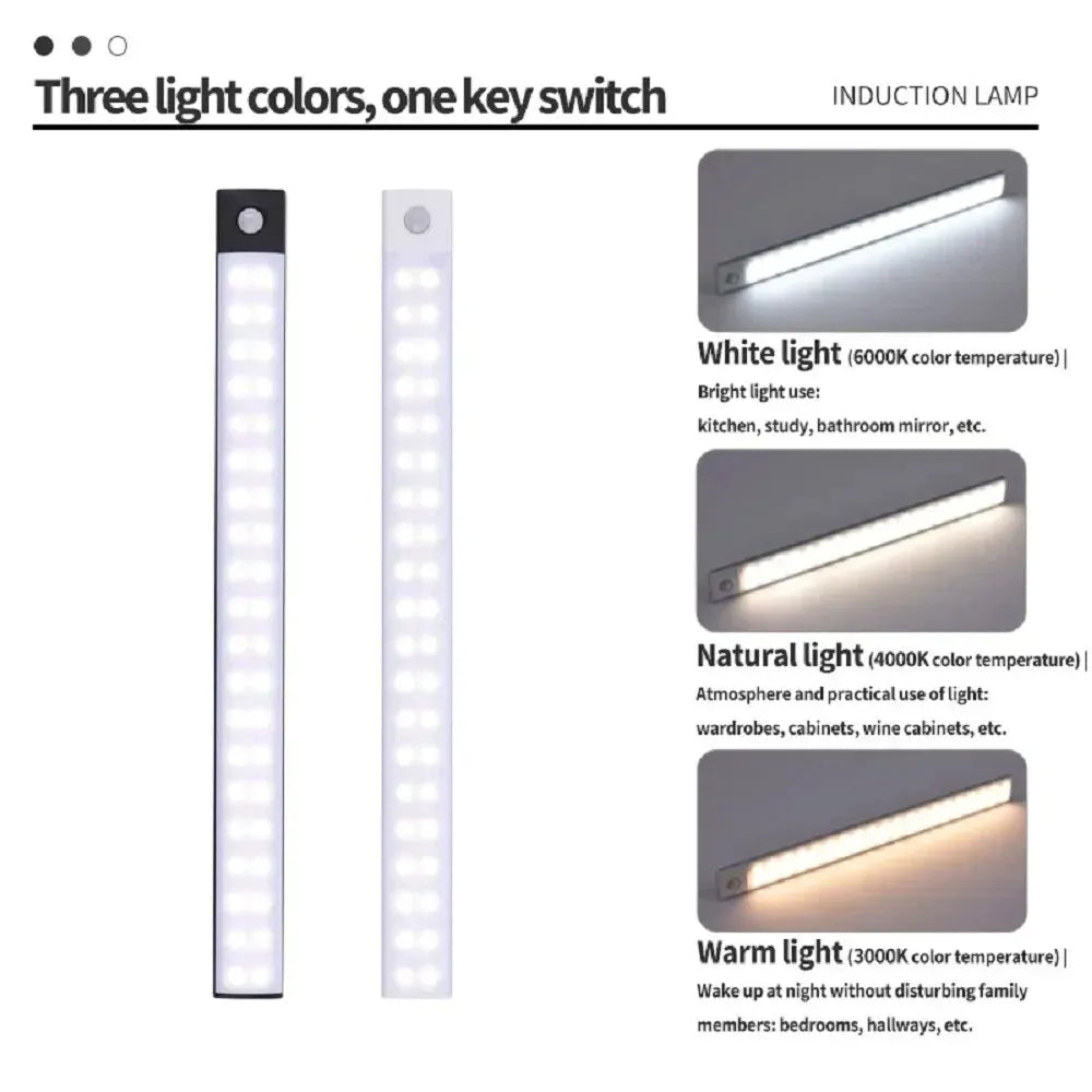 GlowBar™ Wireless Motion Sensor Closet Light — USB Rechargeable, Dimmable, 3 Color Modes