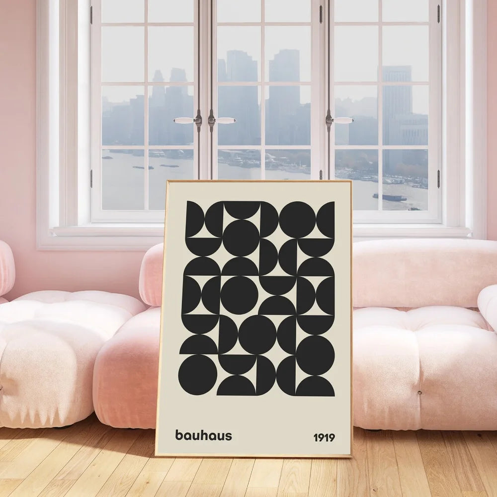 ArtWall™ Bauhaus Geometric Poster — Self-Adhesive Gallery Wall Print, No Frame Needed