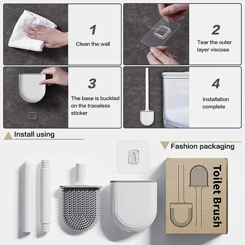 Wall-Mounted Toilet Brush & Holder