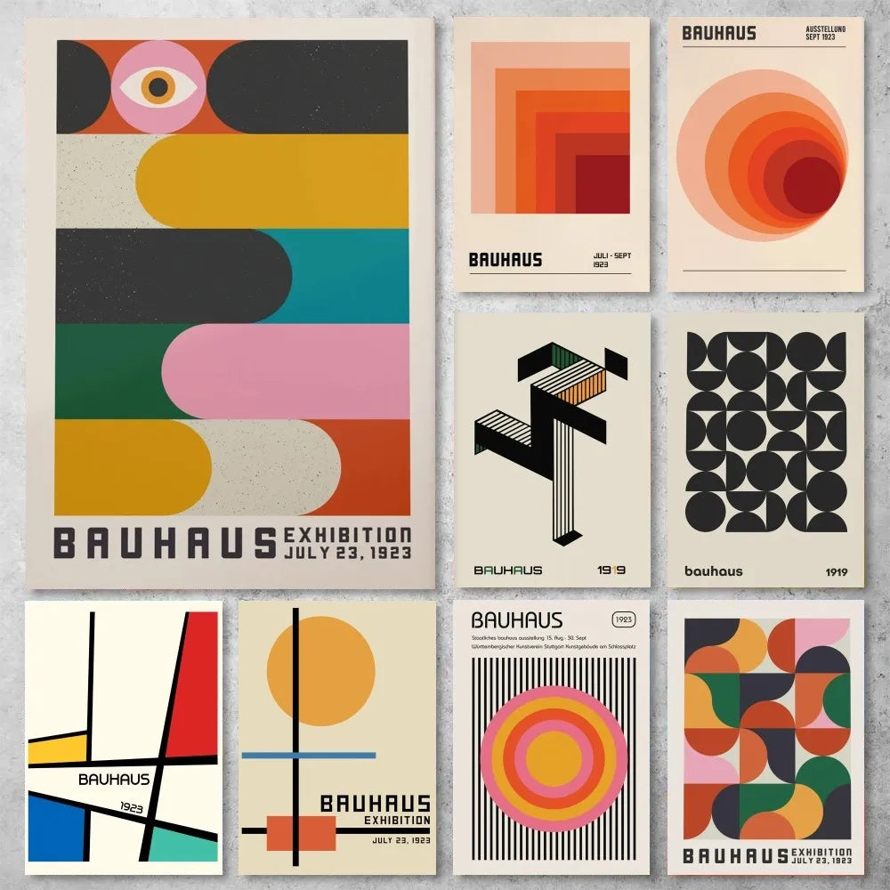 ArtWall™ Bauhaus Geometric Poster — Self-Adhesive Gallery Wall Print, No Frame Needed