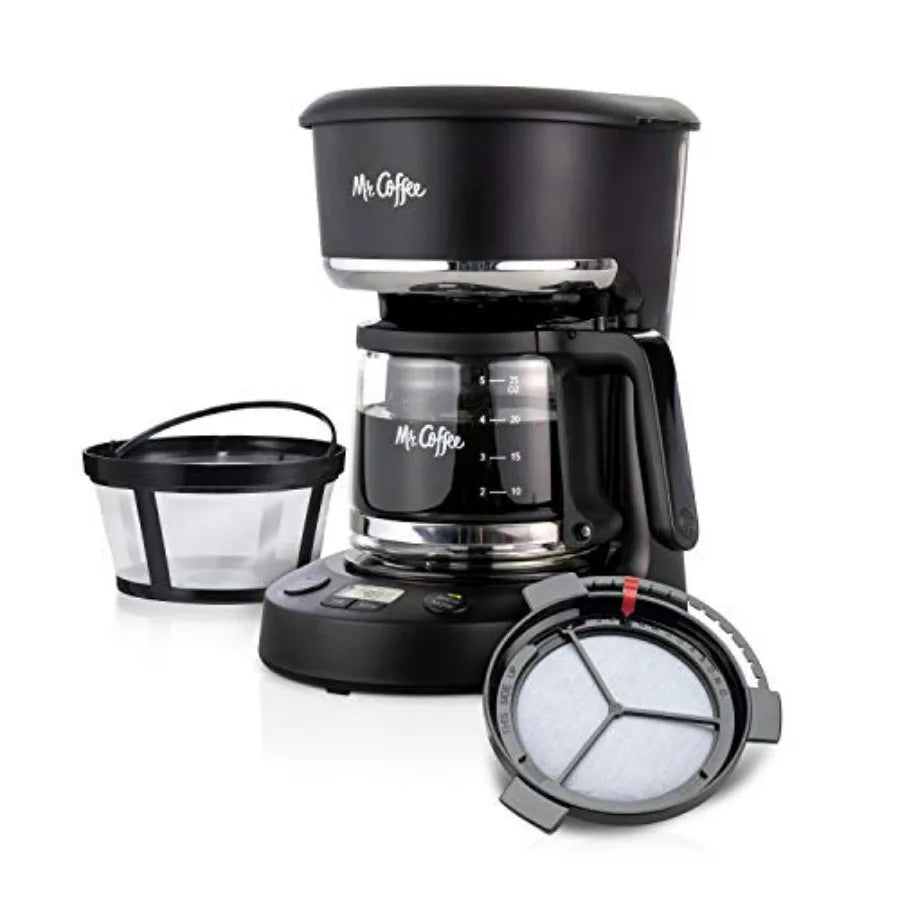 Compact Programmable Coffee Maker — Auto Pause, Glass Carafe