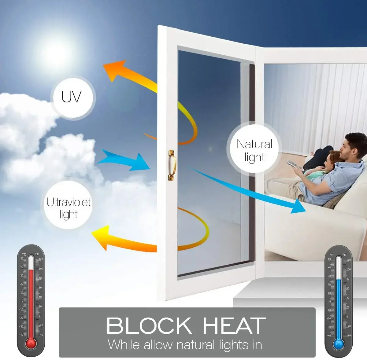 Galaxy Reflect™ Privacy Window Film — One-Way Mirror, UV Blocking, No-Glue DIY