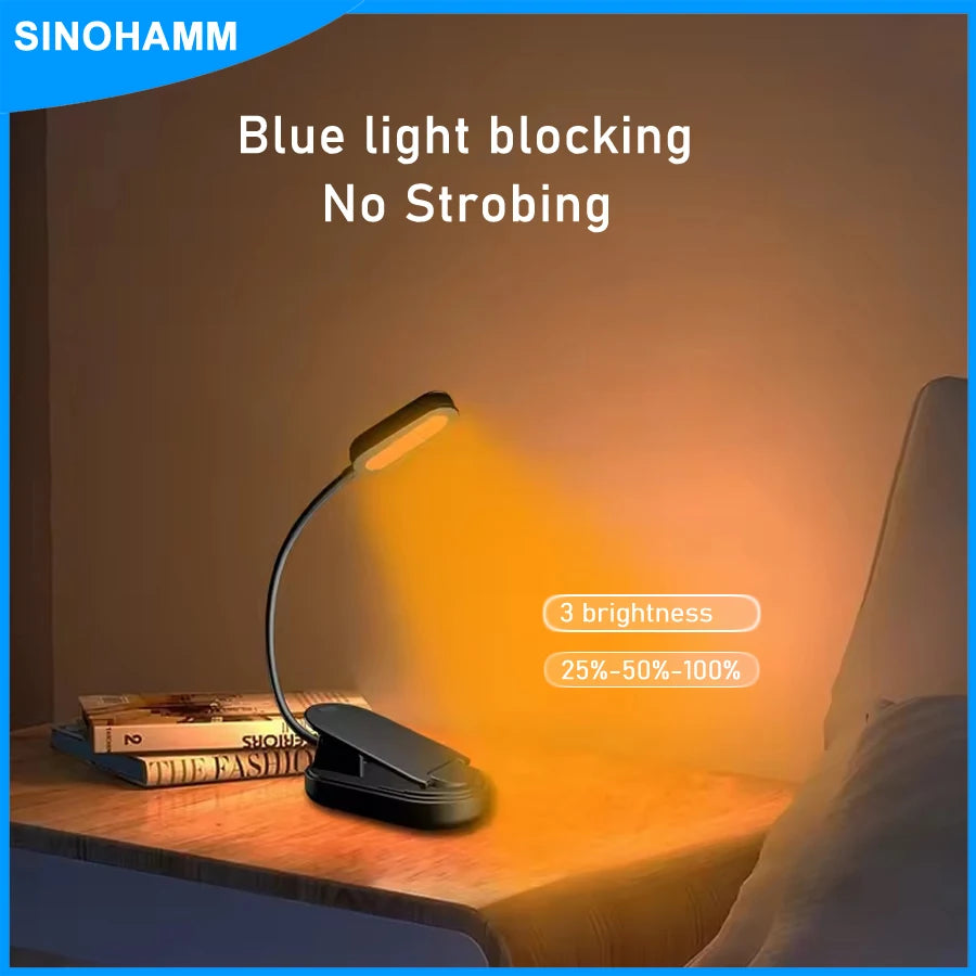 NightRead™ Amber Clip-On Book Light — Blue Light Free, USB-C Rechargeable, Sleep-Safe