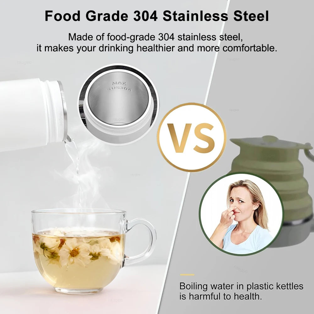 BrewMini™ Portable Travel Electric Kettle — 304 Stainless Steel Fast Boil