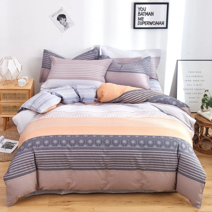 Cotton Stripe Duvet Cover Set — Geometric, Soft & Breathable