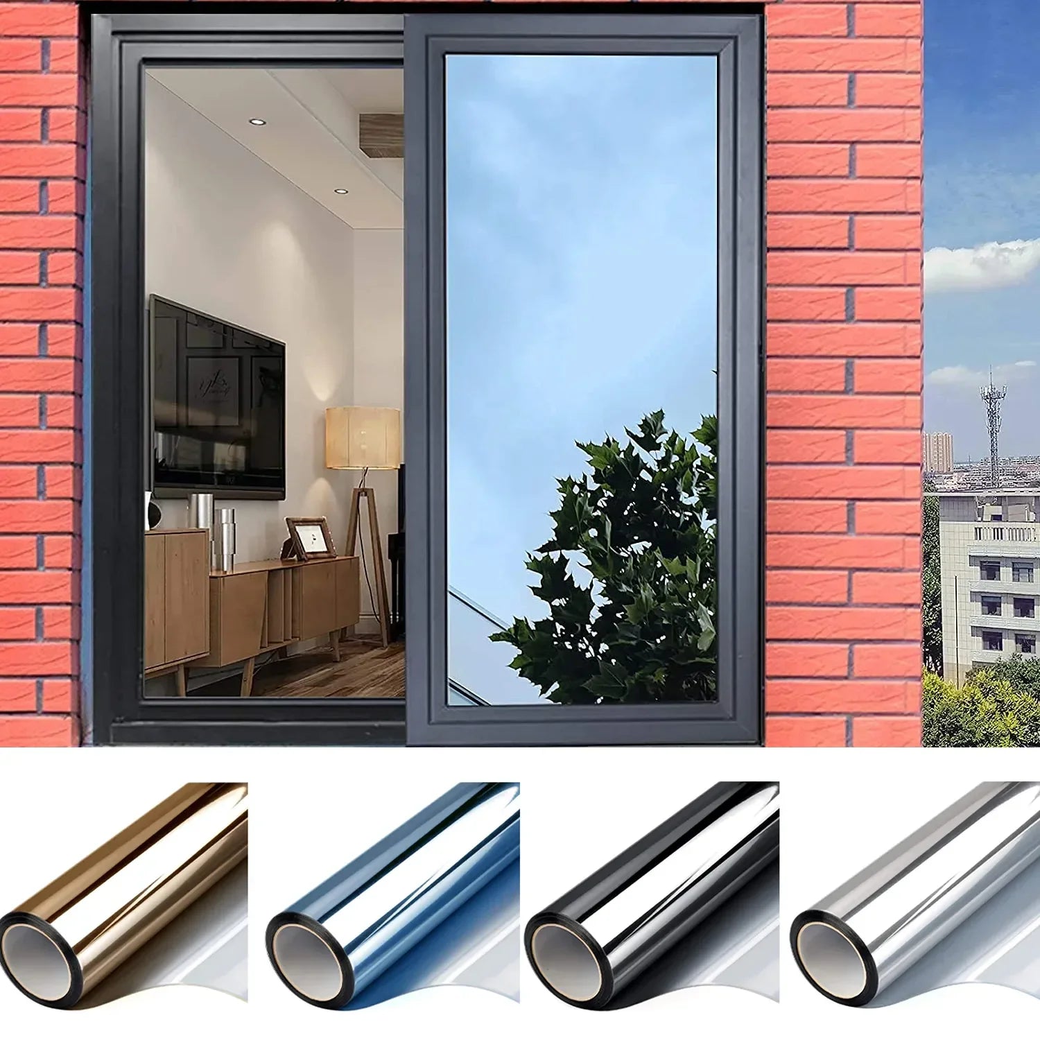 Galaxy Reflect™ Privacy Window Film — One-Way Mirror, UV Blocking, No-Glue DIY