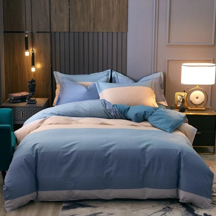 Cotton Stripe Duvet Cover Set — Geometric, Soft & Breathable