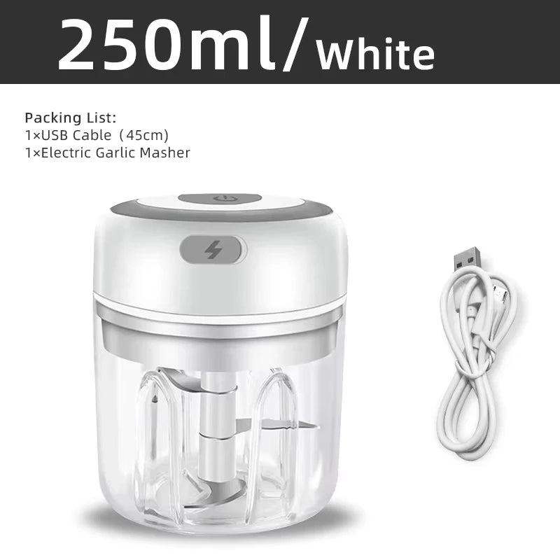 ChopMate™ USB Electric Mini Food Chopper — 250ML Garlic, Onion & Vegetable Mincer