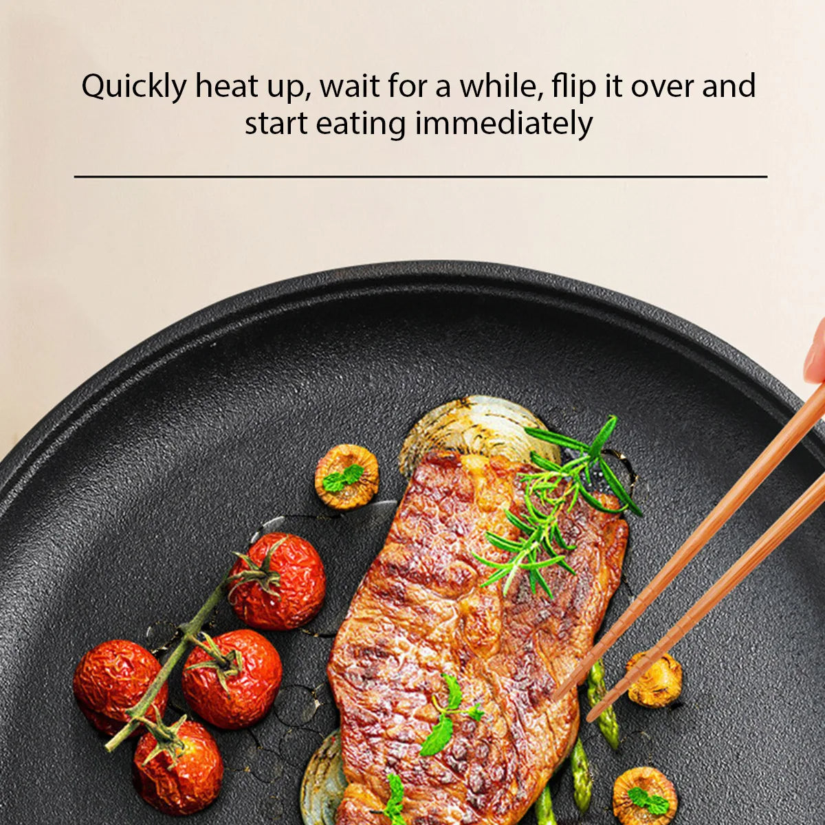 IronChef™ 28cm Cast Iron Skillet — Non-Stick Flat Pan for Steak, Pizza & More