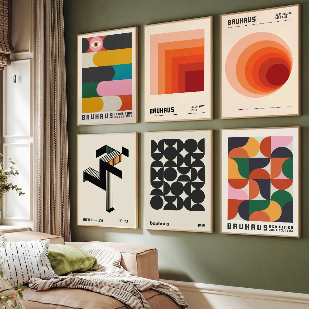 ArtWall™ Bauhaus Geometric Poster — Self-Adhesive Gallery Wall Print, No Frame Needed