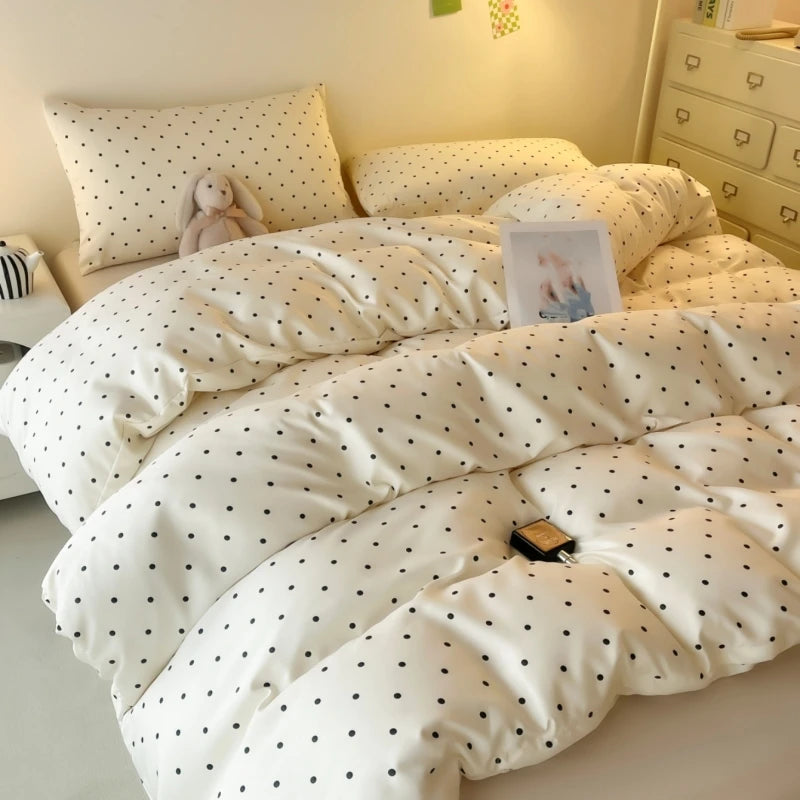 Satin Dot Duvet Cover Set — Soft, Lightweight Bedding