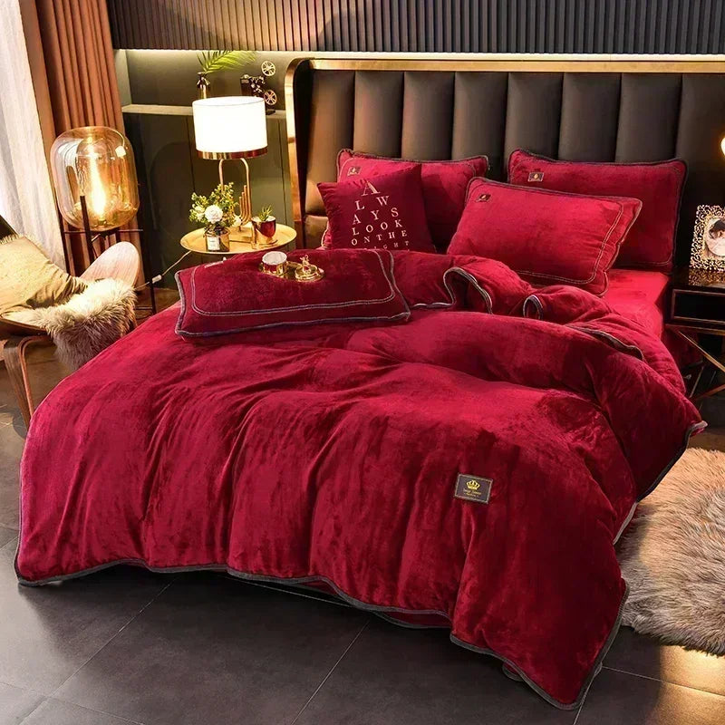 Milk Velvet Bedding Set — Warm Duvet Cover, Sheet & Pillowcases