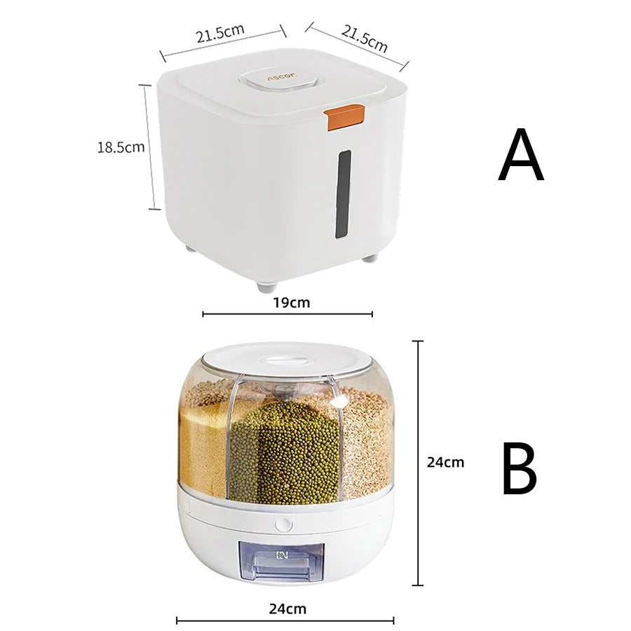 SpinStore™ 360° Rotating Grain Dispenser — 6-Compartment Airtight Kitchen Storage