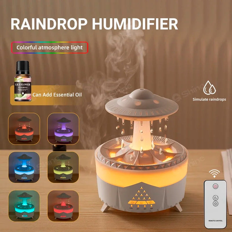 RainDrop™ Cloud Mood Humidifier — Cascading Water Effect with Ambient Light
