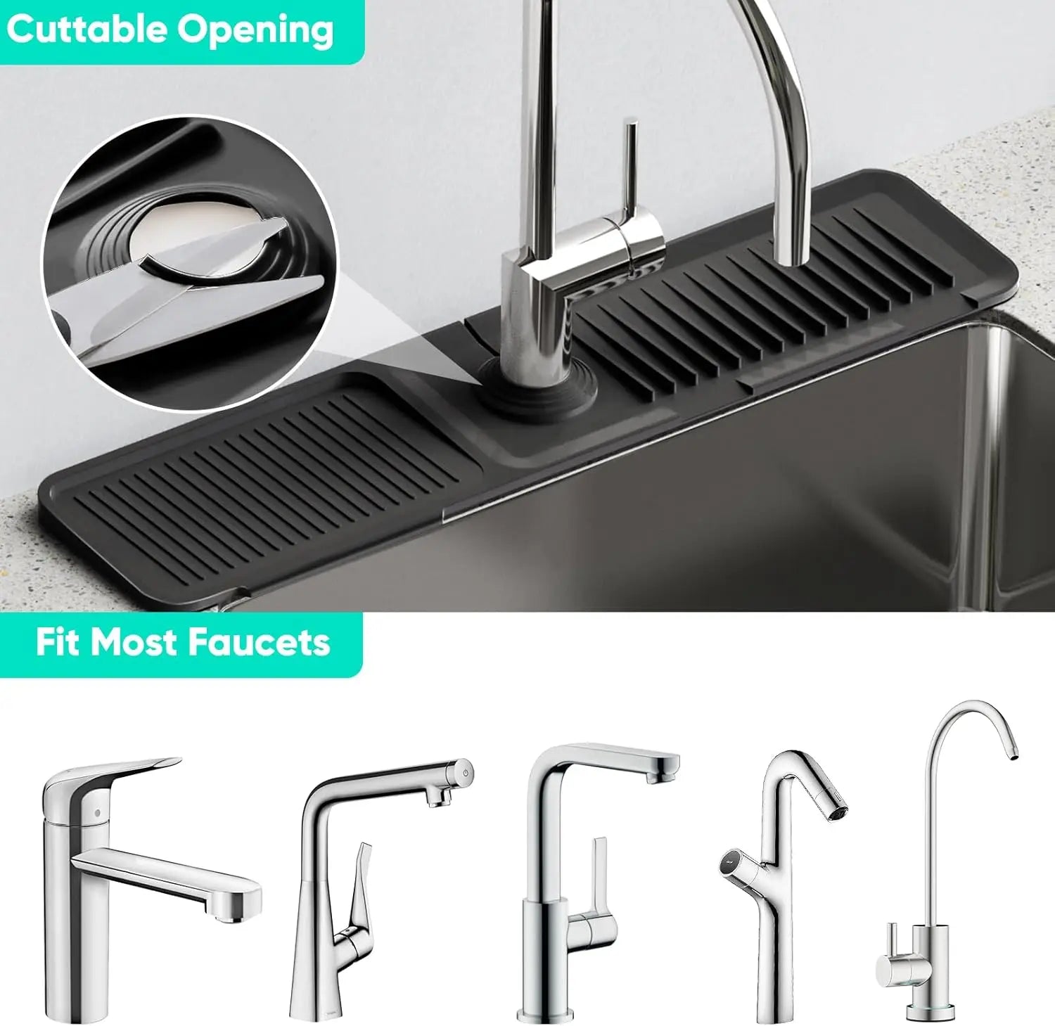 Extended Silicone Faucet Drip Mat