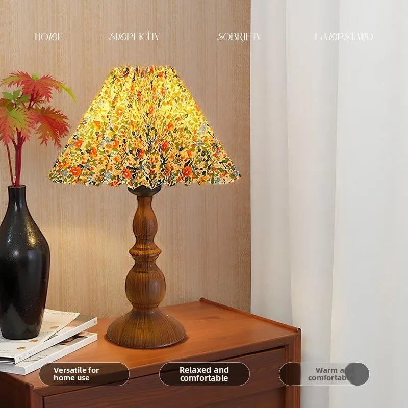 Wood Grain Bedside Table Lamp