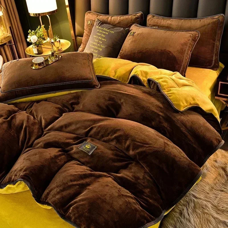 Milk Velvet Bedding Set — Warm Duvet Cover, Sheet & Pillowcases