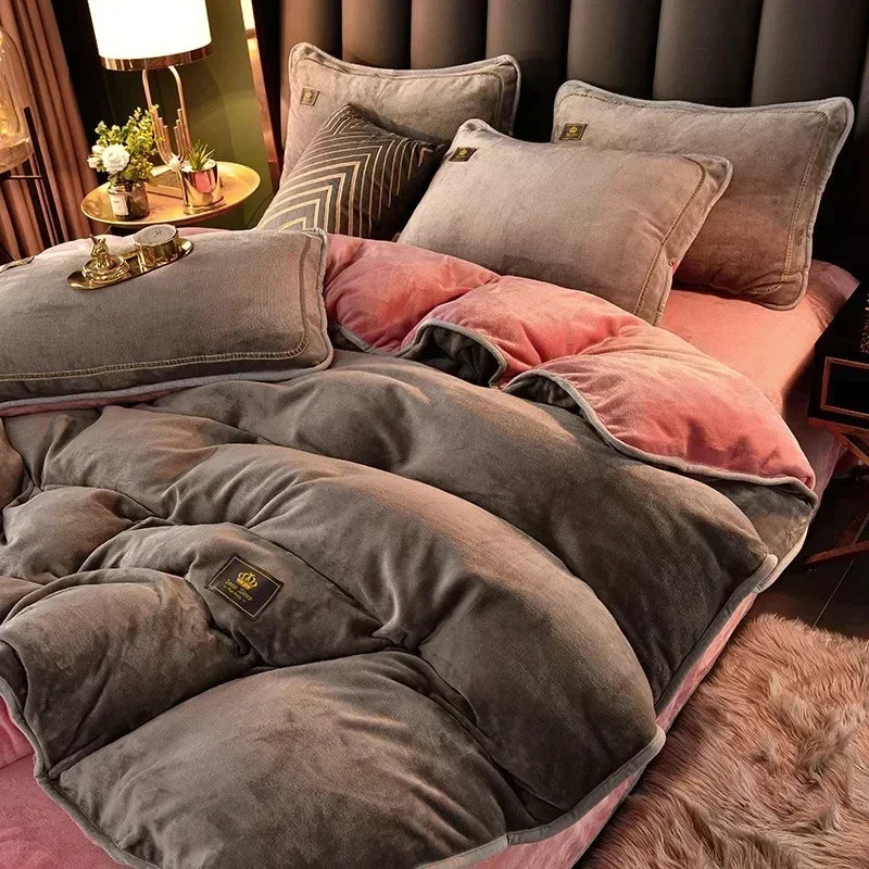 Milk Velvet Bedding Set — Warm Duvet Cover, Sheet & Pillowcases