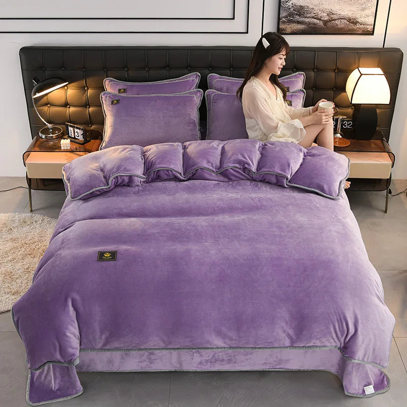 Milk Velvet Bedding Set — Warm Duvet Cover, Sheet & Pillowcases