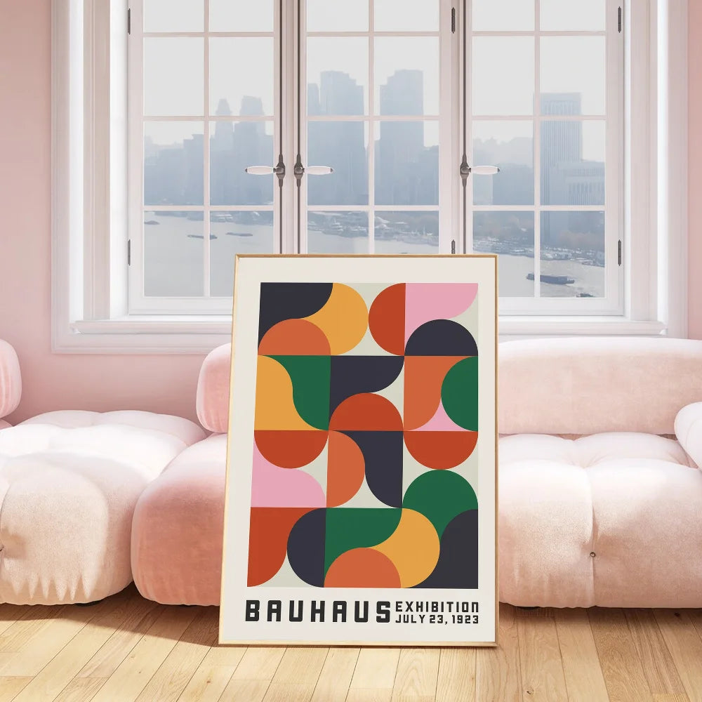 ArtWall™ Bauhaus Geometric Poster — Self-Adhesive Gallery Wall Print, No Frame Needed