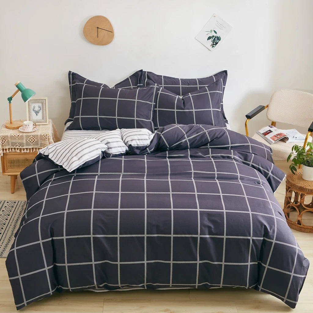 Cotton Stripe Duvet Cover Set — Geometric, Soft & Breathable