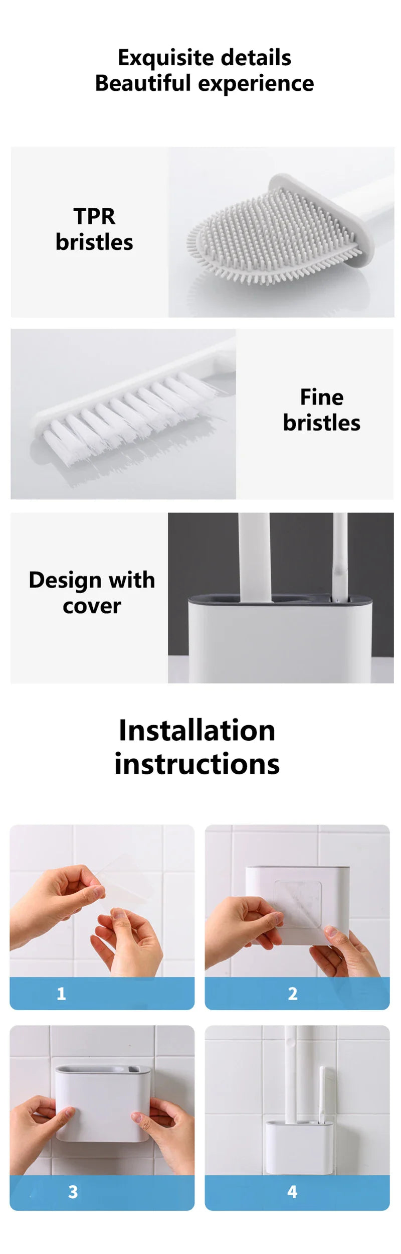 Wall-Mounted Toilet Brush & Holder
