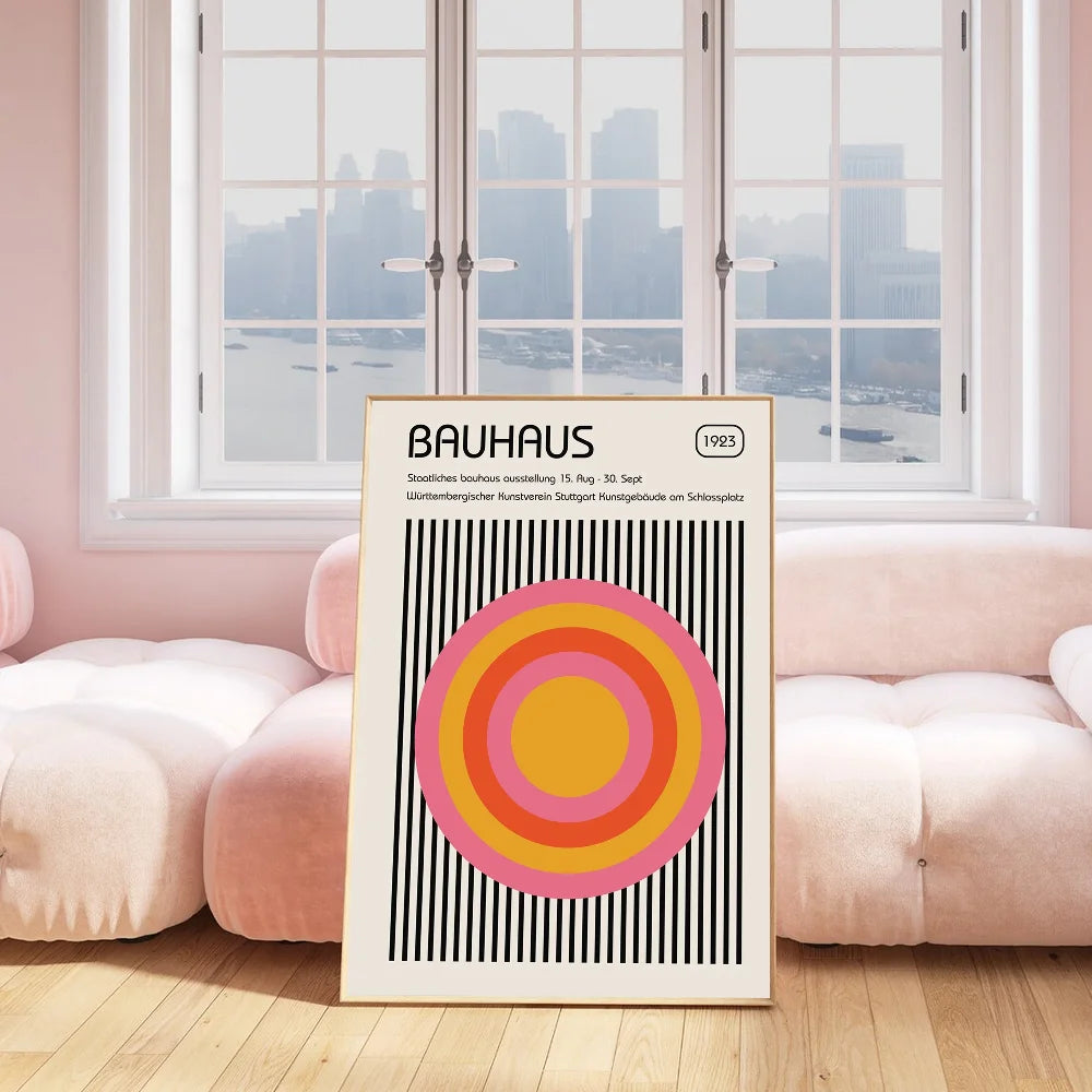 ArtWall™ Bauhaus Geometric Poster — Self-Adhesive Gallery Wall Print, No Frame Needed