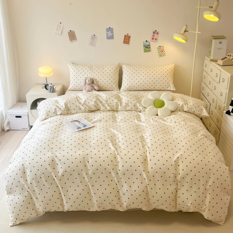 Satin Dot Duvet Cover Set — Soft, Lightweight Bedding