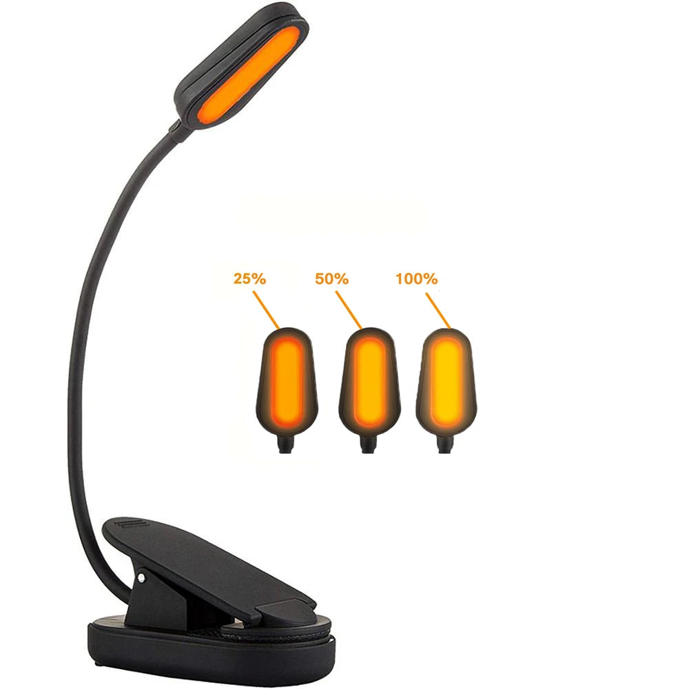 NightRead™ Amber Clip-On Book Light — Blue Light Free, USB-C Rechargeable, Sleep-Safe