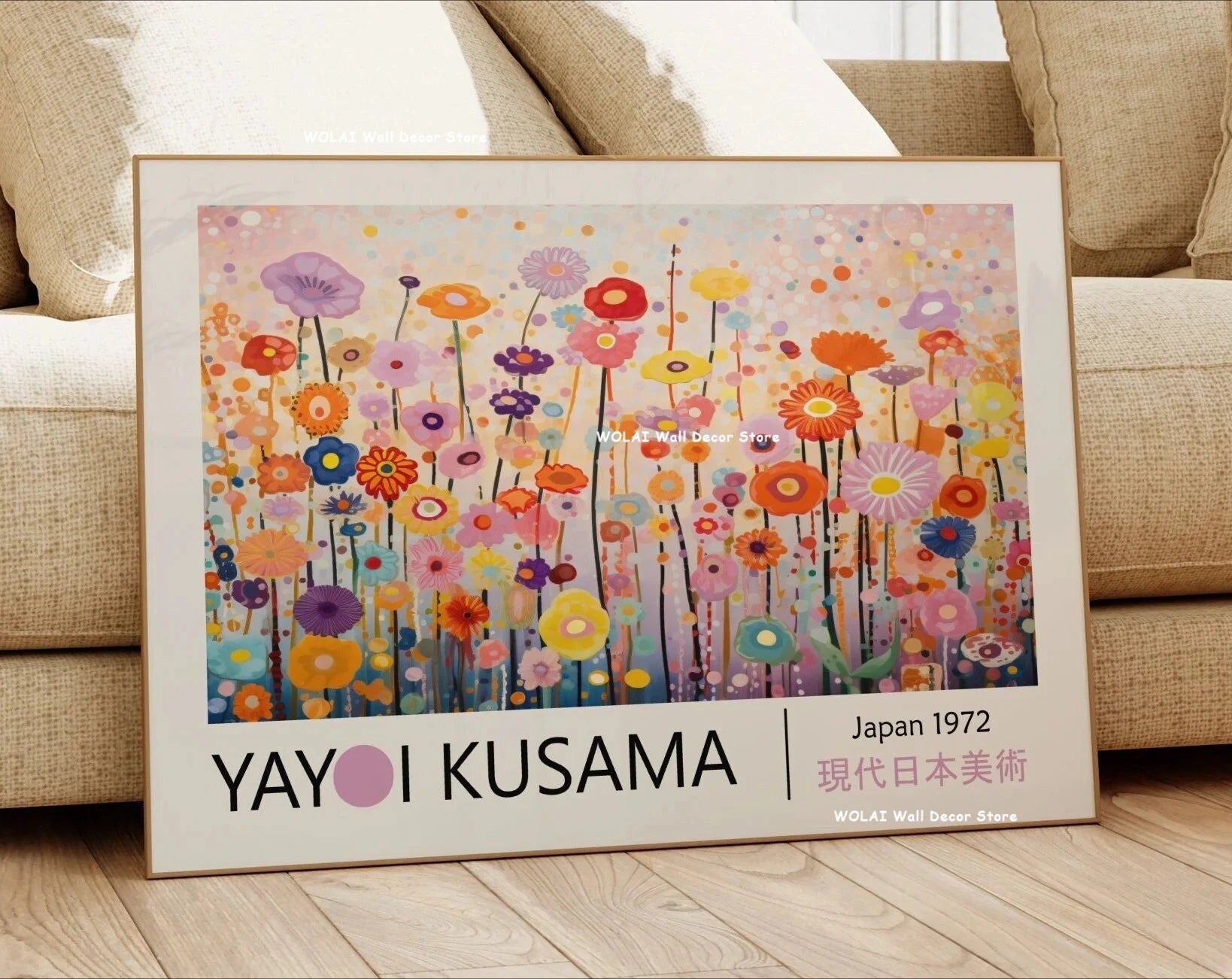 Japanese Art Canvas Print — Hokusai & Kusama Bedroom Wall Art