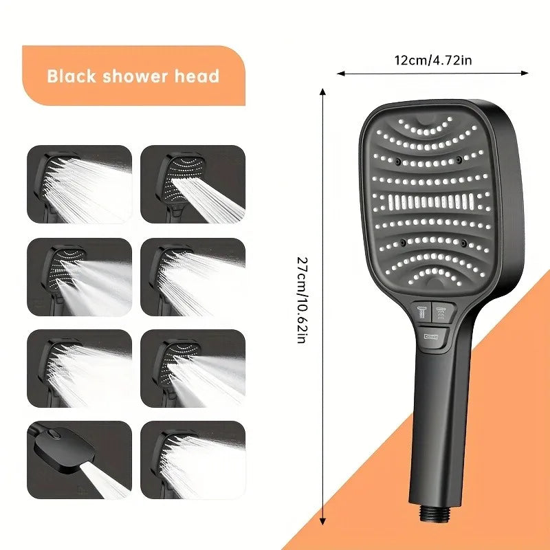 RainFlow™ 12cm Rainfall Shower Head — 8-Mode High-Pressure with Filter