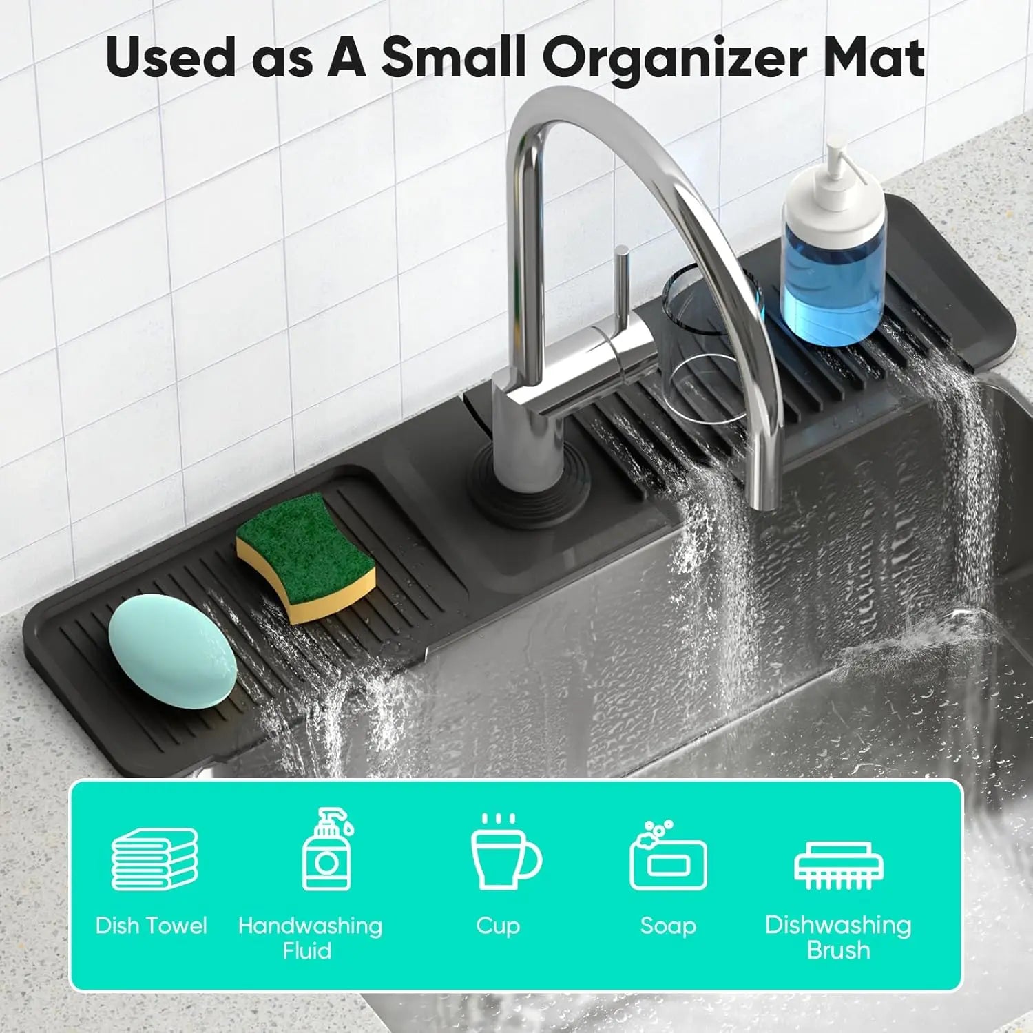 Extended Silicone Faucet Drip Mat