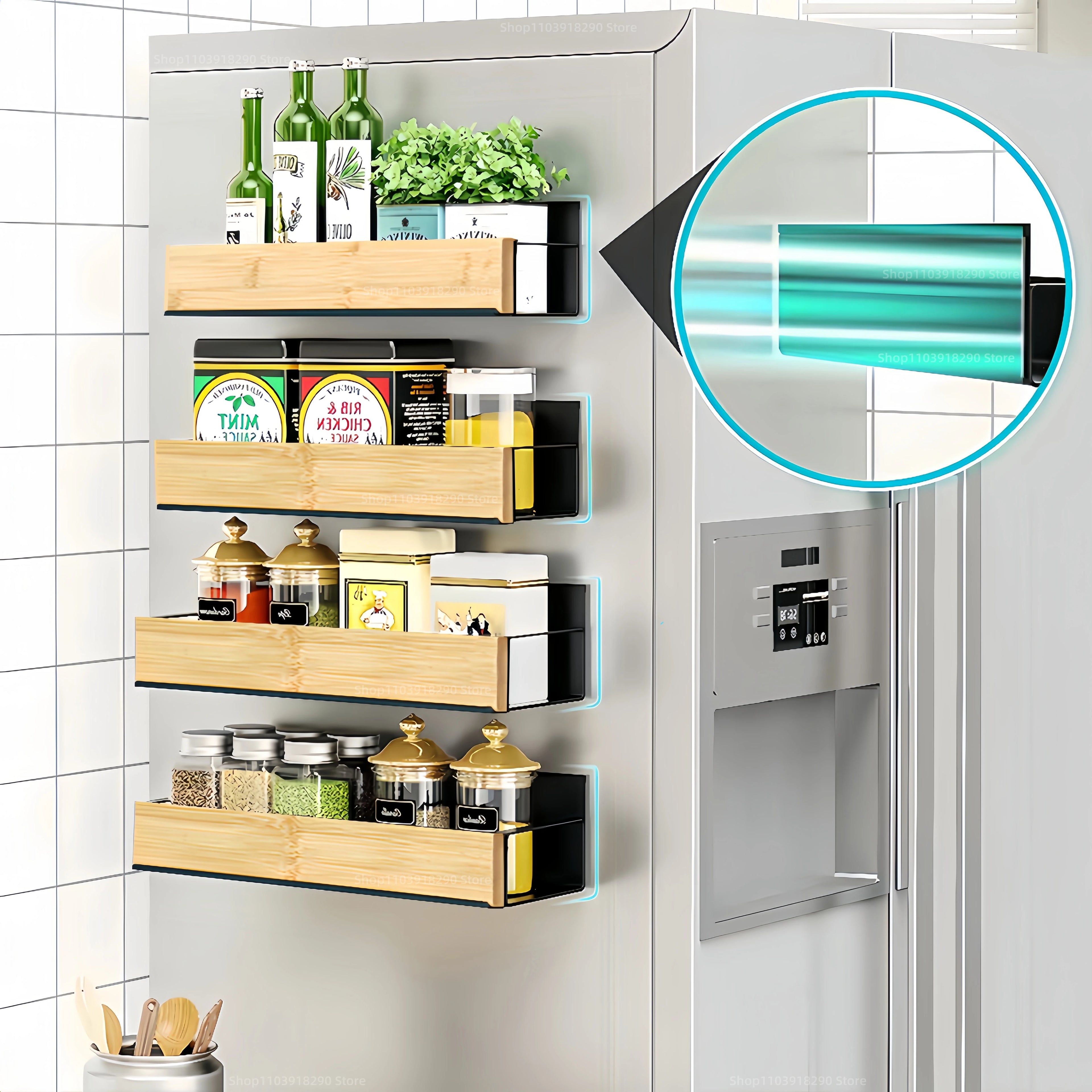 Magnetic Fridge Spice Rack & Storage Shelf