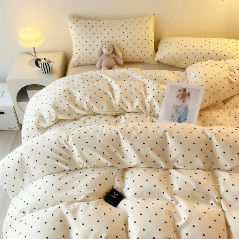 Satin Dot Duvet Cover Set — Soft, Lightweight Bedding