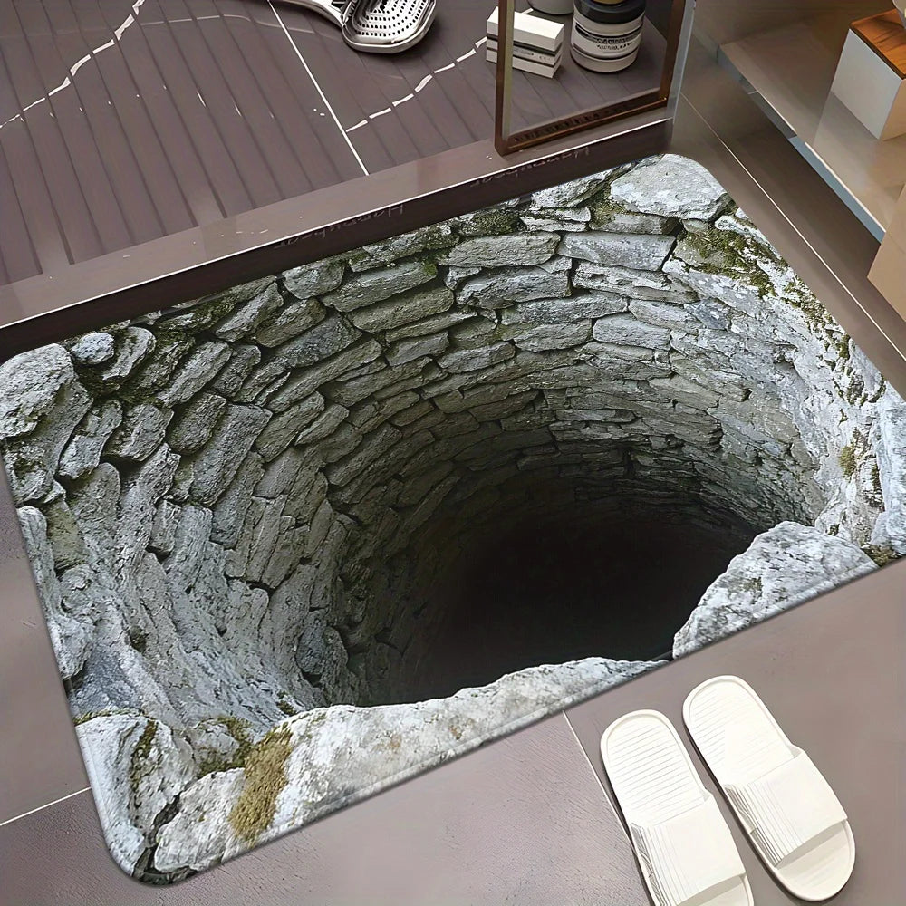 Kavynzo 3D Visual Non Slip Absorbent Bathroom Door Floor Mat Easy To Maintain