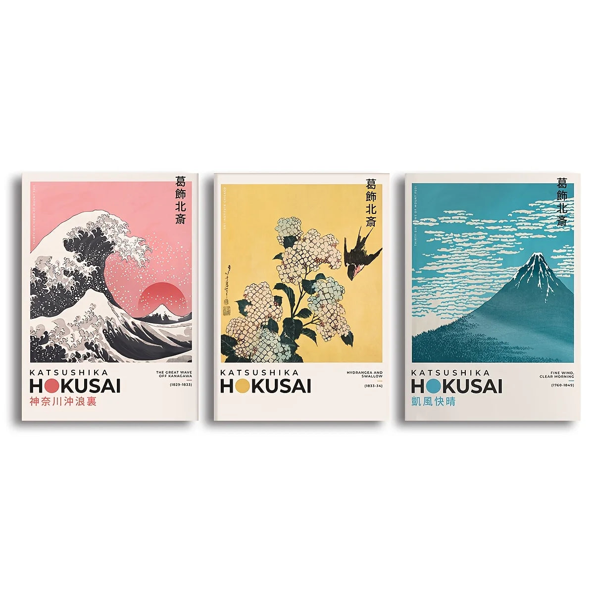 WaveArt™ Hokusai Great Wave 3-Panel Canvas Print — Japanese Wall Art for Bedroom & Living Room
