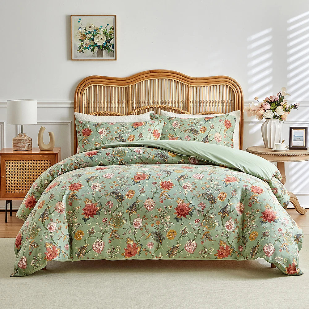 Vintage Floral Duvet Cover Set — Soft, Breathable, All-Season