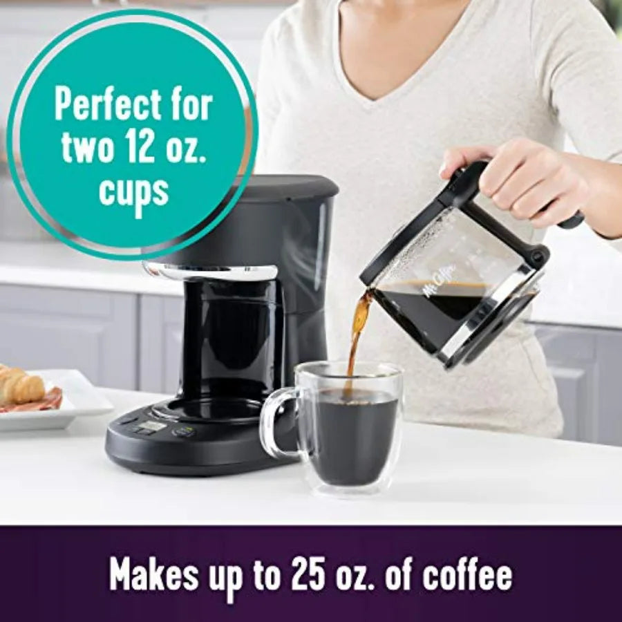 Compact Programmable Coffee Maker — Auto Pause, Glass Carafe