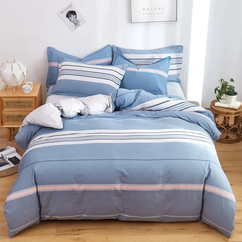 Cotton Stripe Duvet Cover Set — Geometric, Soft & Breathable