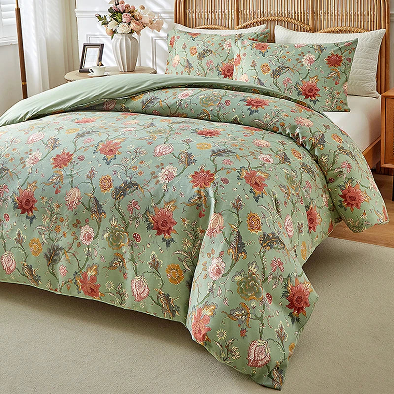 Vintage Floral Duvet Cover Set — Soft, Breathable, All-Season