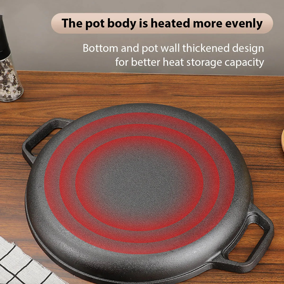 IronChef™ 28cm Cast Iron Skillet — Non-Stick Flat Pan for Steak, Pizza & More