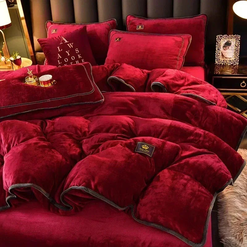 Milk Velvet Bedding Set — Warm Duvet Cover, Sheet & Pillowcases