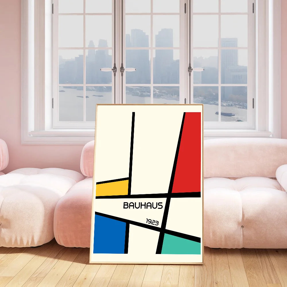 ArtWall™ Bauhaus Geometric Poster — Self-Adhesive Gallery Wall Print, No Frame Needed