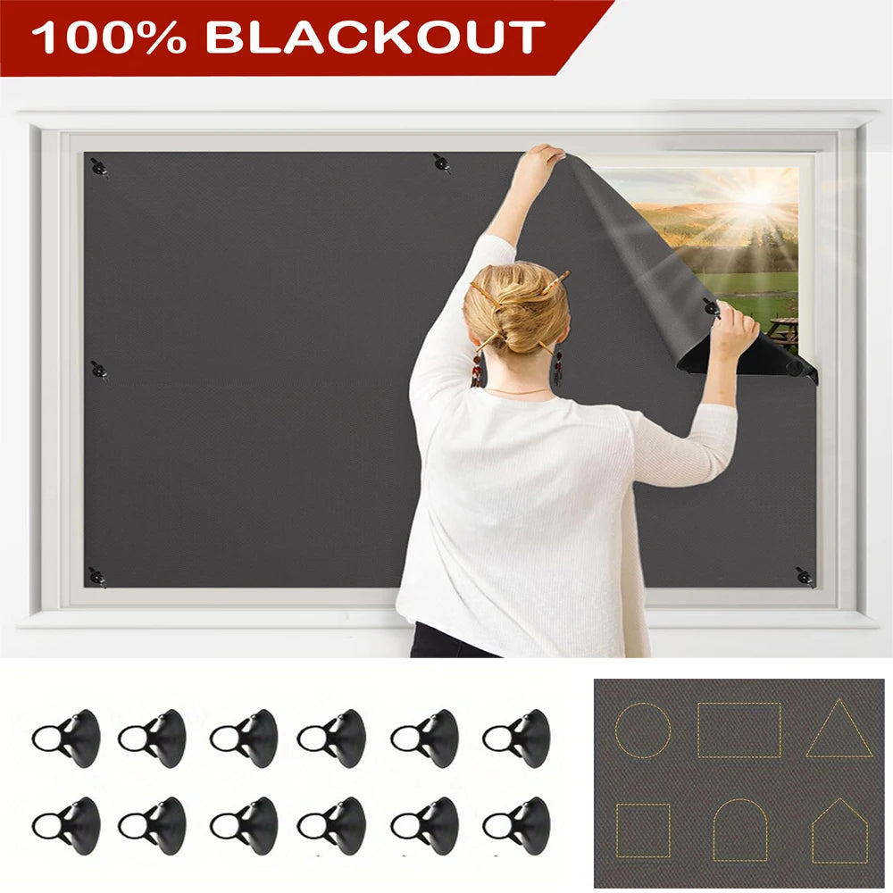 DarkOut™ Portable 100% Blackout Curtain — Suction Cup, UV Blocking, No Drill