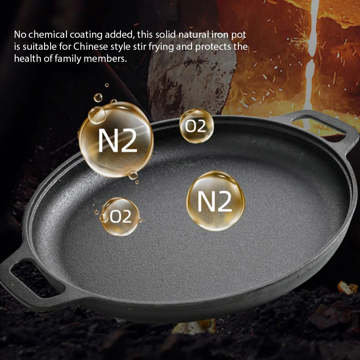 IronChef™ 28cm Cast Iron Skillet — Non-Stick Flat Pan for Steak, Pizza & More