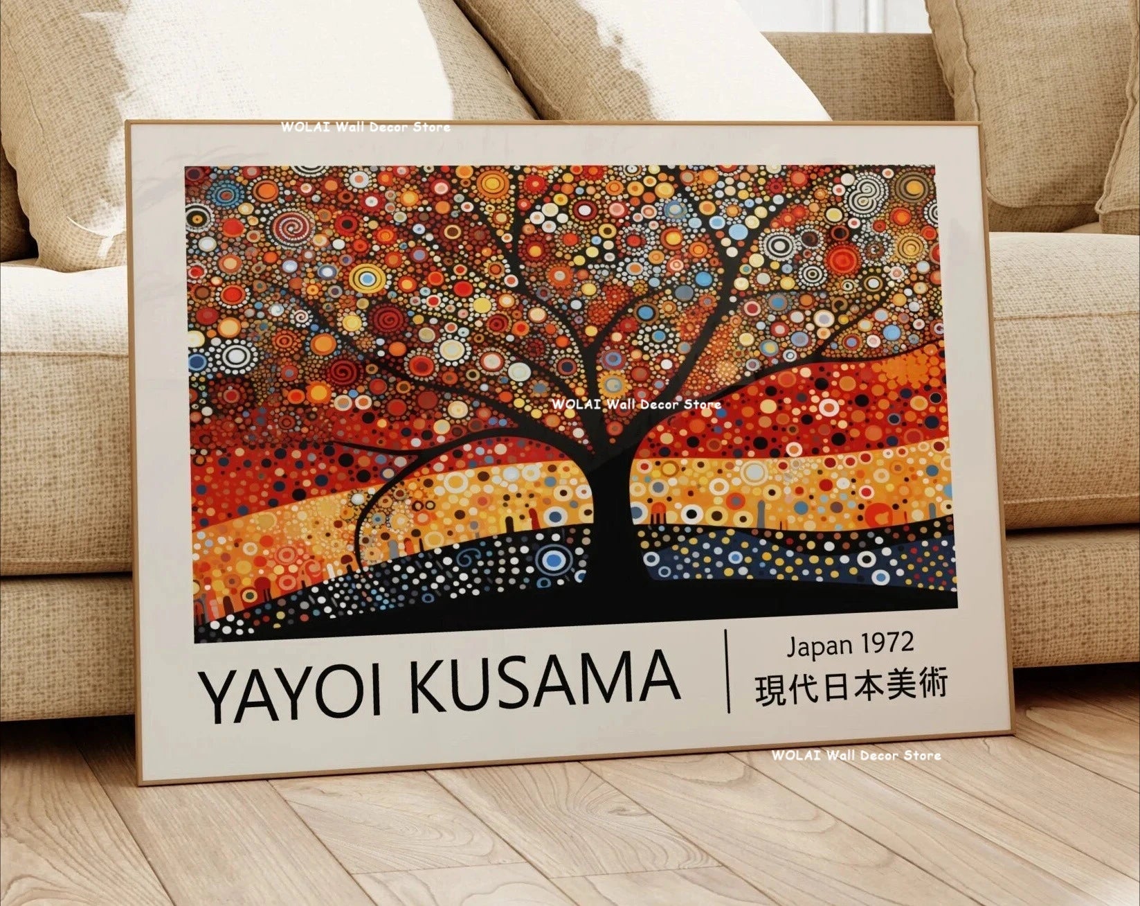 Japanese Art Canvas Print — Hokusai & Kusama Bedroom Wall Art